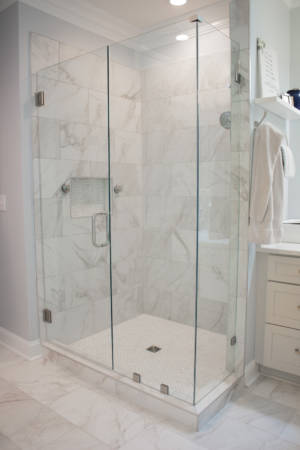 Brentwood Tennessee Bathroom Remodel Marble Tile Shower Glass Door