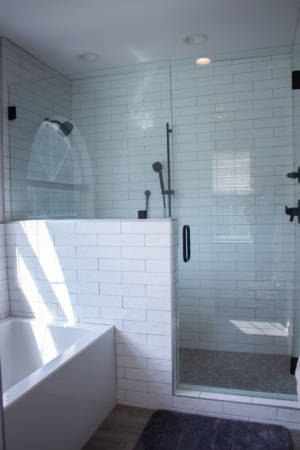 Franklin Tennessee Bathroom Remodel Shower White tile Glass door