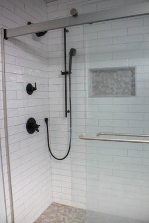Franklin Tennessee Bathroom Remodel Shower White tile Glass door