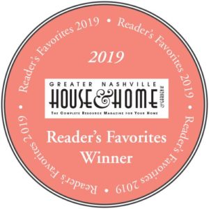 pink Circle with white house & home readers favorites 2019  winner logo remodeling awards badge