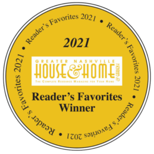 yellow Circle with white house & home readers favorites 2021  winner logo remodeling awards badge