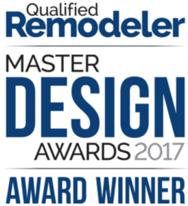 Blue and black Qualified Remodeler Master Design Winner 2021 Badge Remodeling Awards