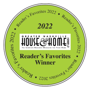 Green Circle with white house & home readers favorites 2022  winner logo remodeling awards badge