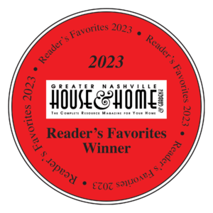 Red Circle with white house & home readers favorites2023  winner logo remodeling awards badge